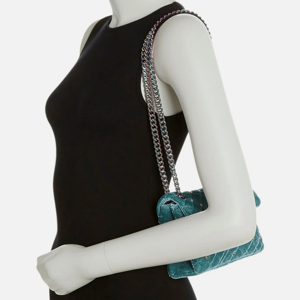 🔥LAST 1🔥NWT KURT GEIGER CRYSTAL QUILTED VELVET CONVERTIBLE BAG - Picture 12 of 13